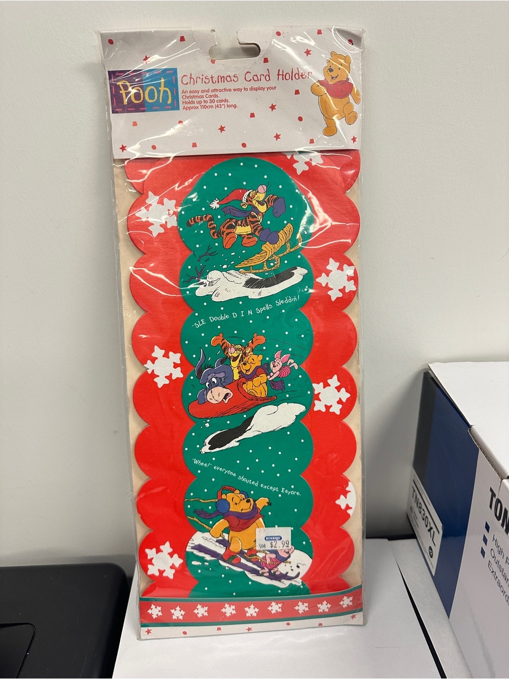NEW Vtg 1983 Disney Winnie the Pooh CHRISTMAS CARD Hanging Holder 43"